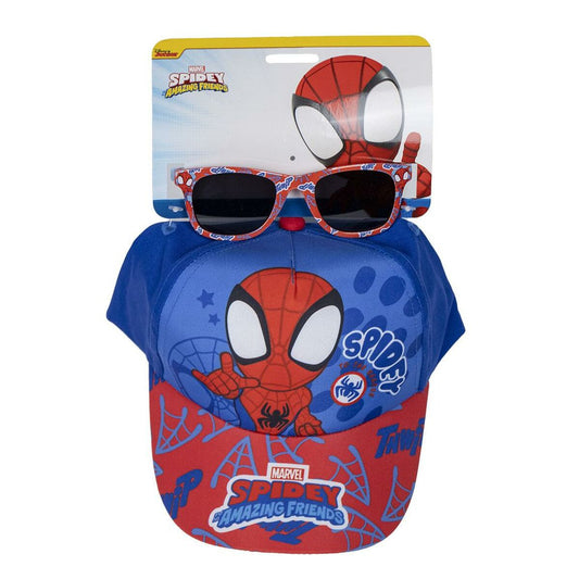 Keps och solglasögon set Spidey Blå (51 cm) 2 Delar Röd